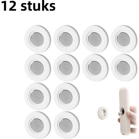Lot de 12 autocollants magnétiques pour télécommandes - Aimants puissants - Idéal pour ranger les télécommandes de télévision et de climatiseur - Fixation murale par ventouse magnétique - Sans perçage (1/5)