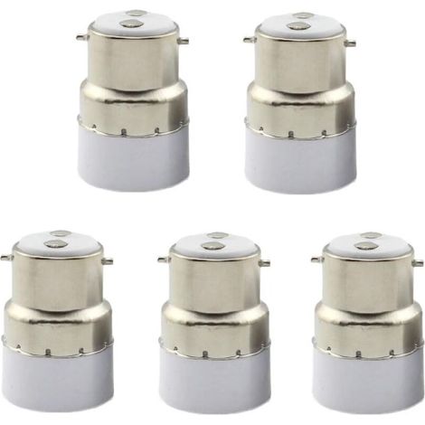 Pack of 5 B22 to E14 Bulb Socket Converters. B22 Socket Adapter for Standard E14 Lamp Holders