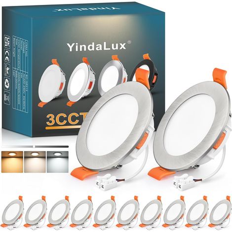 Spot LED Encastrable 68mm 5W 550LM Spots de plafond IP44 Spot salle de bain, Blanc Chaud 3000K Blanc Neutre 4000K Blanc Froid 6000K Réglable, Trou Φ65-75mm, AC220-240V, Lot de 6, Noir (1/5)