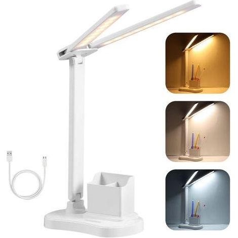 LED-Schreibtischlampe, 3 Helligkeitsstufen, 3 Farben, Augenschutz, USB-C-Anschluss, tragbar, faltbar, Touch-Bedienung, dimmbar, für Kinder, Schlafzimmer, Büro (1/5)