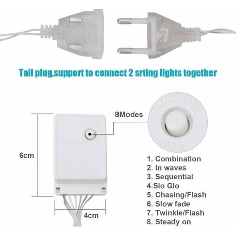 Rideau lumineux - - Flocon de neige - 3,5 m - 96 LED - 8 modes d'éclairage (1/5)