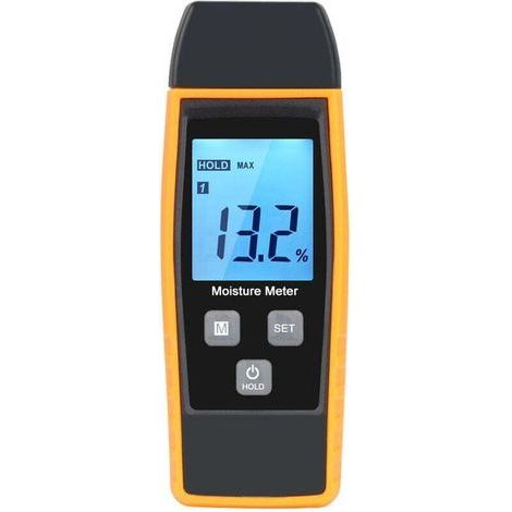 Testeur Humidité,Testeur Humidité Mur & Bois, Compteur de fuites, Humidité, Mortier de Ciment, Détecteur de Teneur en eau avec Rétroéclairage LCD (Jaune)-- (1/4)