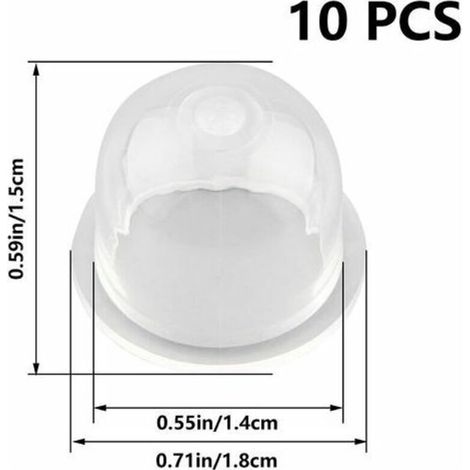 10 pezzi Pompetta di adescamento per carburatore, ricambio per pompa dell'olio, carburatore per motosega, tagliasiepi, pompa del carburante, accessori universali in plastica per pistone. (1/4)