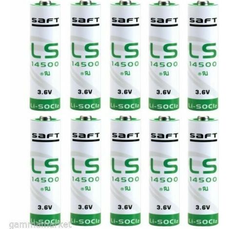 Saft kit 10 Batterie Stilo AA litio LS14500 3,6 V 2600 mAh Li-SOCL2
