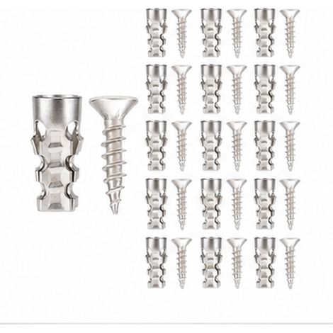 Kit de 30 tornillos de reparación para bisagras de muebles, con tacos de expansión, color plata. (1/5)