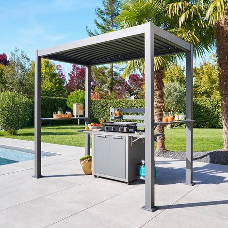 Abri à barbecue Grily gris graphite acier et aluminium - Hespéride