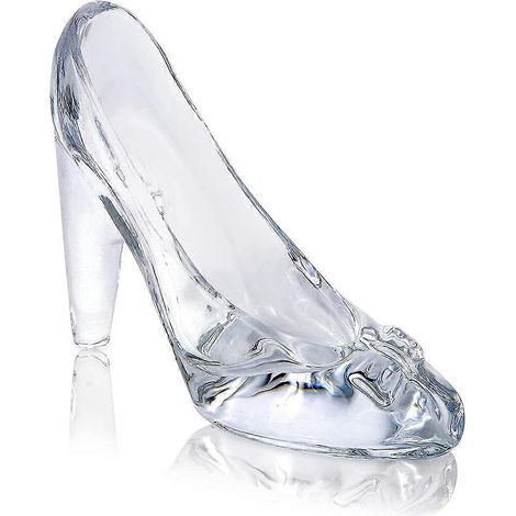 Prinzessinnen-Schuhfigur aus durchsichtigem Glas mit Kristallschleife und hohen Absätzen