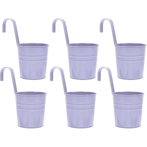 6 Stück Blumentopf Hängend Metall aus Eisen mit Abnehmbarem