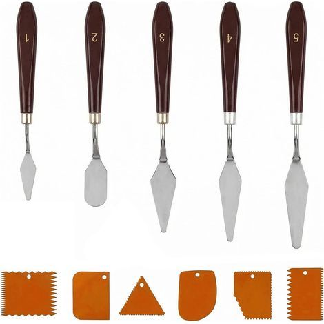 11 Pièces Couteau Peinture,Acrylic Paint Spatula,Contient 5 Couteaux De Peinture Et 6 Couteaux à Palette,Pour Peinture à L'Huile,Aquarelle,Texture Craft (1/5)