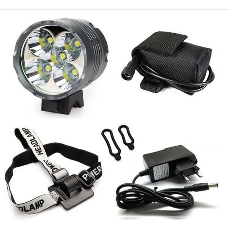 Éclairage vélo, 6000 lumens, 5 LED, étanche, avant pour VTT, avec batterie rechargeable, 3 modes (1/5)