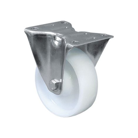 Rueda de nylon giratoria con cojinete liso para pesos de hasta 150 kg varios diámetros Ø125mm x 40mm Placa 105 x 80mm Taladro 9mm Alto 155mm 200kg