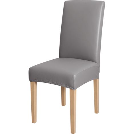 Housse de chaise en similicuir gris (1/5)