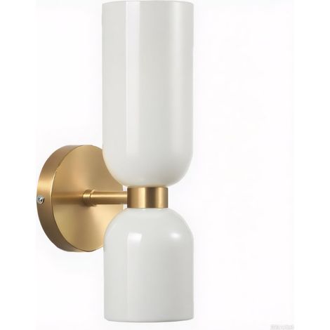 Applique Murale Moderne avec Verre Soufflé Asymétrique – Lampe Murale Double Éclairage avec Douille E14 pour Chambre Couloir Salle de Bain (blanc) (1/5)