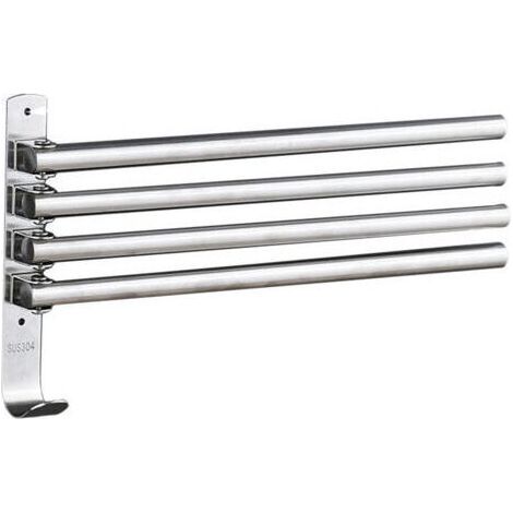 Porte-Serviettes avec 4 Barres 180°Rotatives en Acier Inoxydable SUS304 Porte Serviette Murale Sèche-Serviettes pour Salle de Bain Cuisine Lavabo- Argent (1/4)