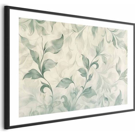 Poster – Aquarellblätter in Grün und Beige (1/4)