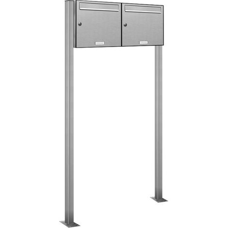2er Edelstahl Standbriefkasten Anlage Freistehend (1/5)