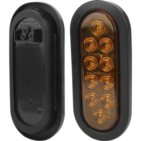 2 Stück 10-LED-Seitenmarkierungsleuchten, 15,2 cm (6 Zoll), oval, IP67 wasserdicht, Aufputzmontage, für LKW-Anhänger, gelb (1/5)