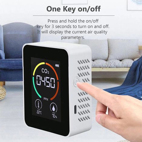 3-in-1-Kohlendioxiddetektor, Luftqualitätsmonitor, Temperatur- und Feuchtigkeitsmesser, digitales CO2-Messgerät für Zuhause und Büro (1/5)