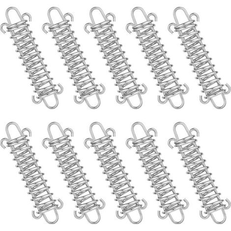 Tendeur Ressort, 10 pièces Boucle de Corde de Ressort, Boucles à Ressort de Tente, Ressort Absorbeur, Ressort de Tension pour Voile dOmbrage, Bache, Tente, Grille MétalliqueAec (1/5)