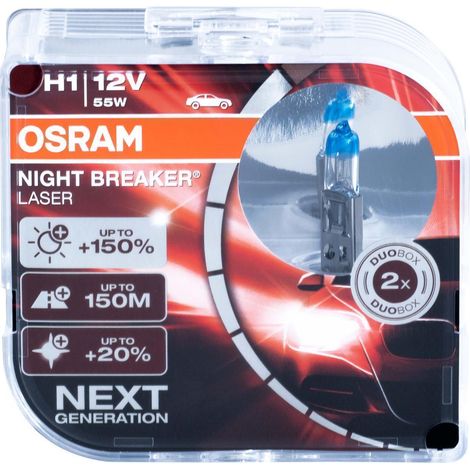 Osram H1 12V 55W P14.5s Halogenlampen NIGHT BREAKER LASER +150% /2 Stück/ (1/4)