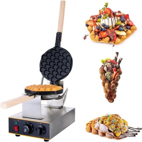 Piastra per waffle da 1,4 kW per waffle a bolle, piastra per waffle all'uovo, piastra per waffle elettrica antiaderente commerciale, certificata CE, 220 V (1/5)