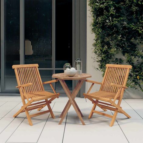 3-tlg. Garten-Essgruppe Massivholz Teak