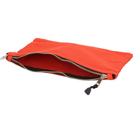 Sac à outils zippé, multi-usage, en toile imperméable et portable, avec mousqueton de rangement, orange (1/5)