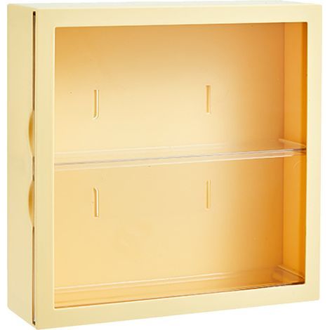 Vitrine murale pour figurines surprises, présentoir pour objets artisanaux, boîte de rangement anti-poussière pour poupées et jouets, jaune crème (1/5)