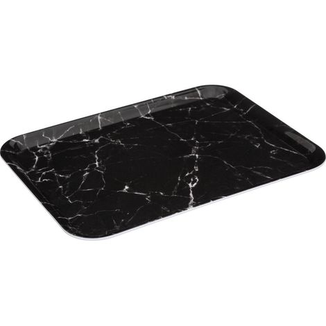 Vassoio rettangolare angolare 33x43cm effetto marmo nero - 5five