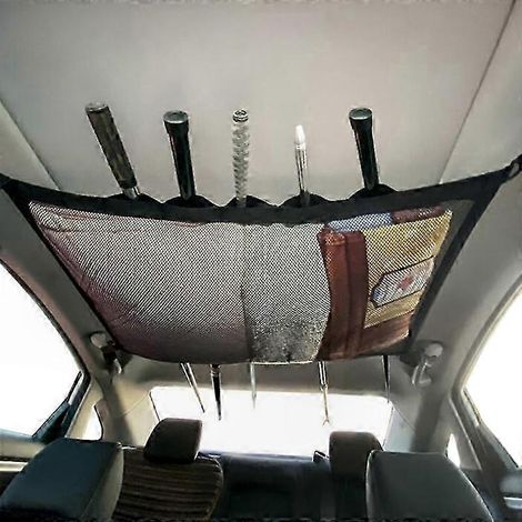 Filet de rangement de plafond auto - Poche de rangement ajustable, organiseur de bagages pour voyages, sac à mailles pour accessoires, 2 pièces (1/5)