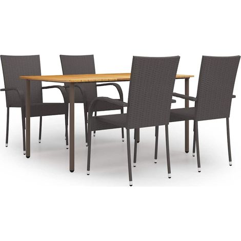 Ensemble Table et Chaise de Jardin - Ensemble de salle à manger de jardin 5pcs Résine tressée Marron BV581277 - BonneVie (1/5)