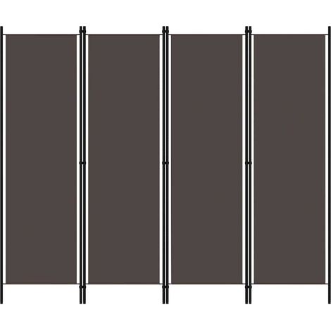 Cloison de séparation 4 panneaux marron 200 x 180 cm en tissu et fer pliable - PANGIVO (1/5)