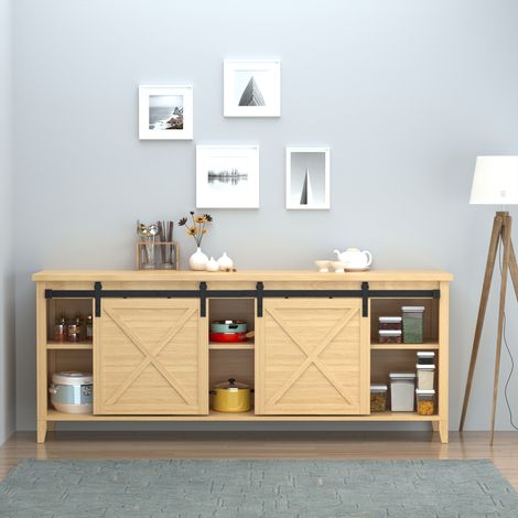Quincaillerie 183 cm 45 cm Noir pour porte coulissante pour double en bois Largeur Armoire à meubles TV