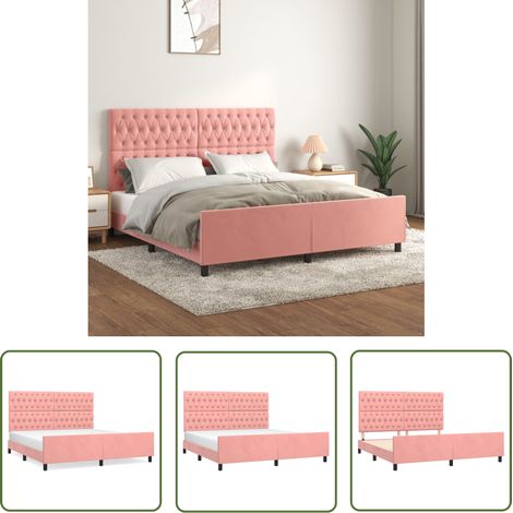 The Living Store Bettgestell mit Kopfteil Rosa 180x200 cm Samt - Samtbettwäsche - Bettsofa - Doppelbett - Boxspringbett - Hochbett (1/5)