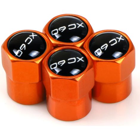 (Orange) 4 bouchons de valve en aluminium pour pneus de voiture, compatibles avec XC60, XC90, V40, V60, S60L, S80 et XC80 - Accessoires auto (1/5)