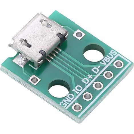Micro-USB-auf-DIP-Adapter, 10 Stück, weiblich, 5-Raster, 2,54 mm - Micro-USB-lötbar (grün) (1/5)