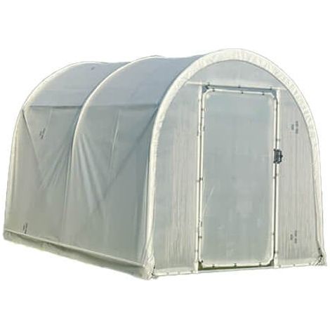 Serre tunnel Deschamps largeur 2 m pas à 1.50 m - Long 3 m, Film Plasticlair 200µ Cristal, Façade 1 porte simple et 1 façade plein (1/5)