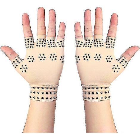 Gants anti-arthrite avec aimants, thérapie par compression pour soulager les douleurs rhumatismales des mains, apaise les mains douloureuses (couleurs chair)