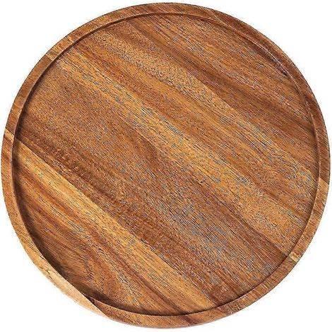 Plateau rond en bois, plateau de service en bois, plateau de service, planche à charcuterie apéritive, organiseur de plateau pour (1/5)