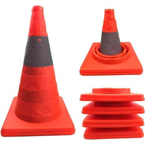 1 Cono de tráfico plegable retráctil de 30 cm, color naranja, cono de seguridad multifuncional (1/5)