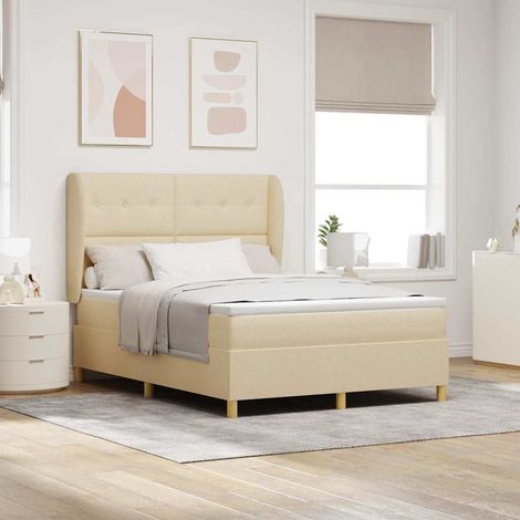 vidaXL Boxspringbett mit Kopfteil Creme 190 x 140 cm Stoff (1/5)