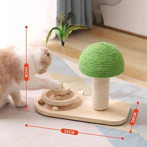 1 Set. Farbe: Naturholz. Materialien: Holzschwert, Hanfball, drehbarer Tisch aus Massivholz. Katzenspielzeug: Pädagogisch wertvolles und langlebiges Sinnesspielzeug für selbstständiges Spielen und Unt