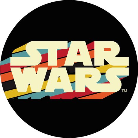 papier peint panoramique rond adhésif Star Wars Logo multicolore sur noir - Disney (1/3)