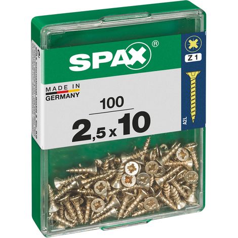 Scatola da 100 unità di vite per legno Spax con testa piatta Yellox 2,5x10 mm Spax