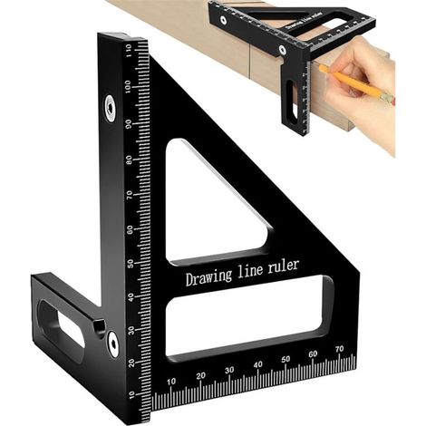 Anreißlineal aus Aluminiumlegierung für Holzbearbeitung – Schwarz, MCBOSON