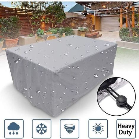 Housse rectangulaire en tissu Oxford pour mobilier de jardin, imperméable et anti-poussière, pour table de jardin, grise, 86 x 86 x 36 cm (1/4)