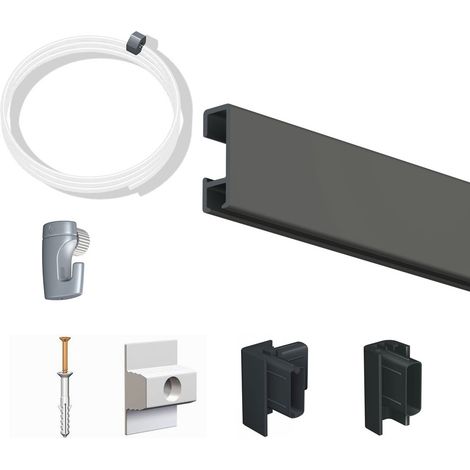 Pack Eco 10 mètres de cimaise Click Rail couleur Noir - Solution suspension cadres et tableaux (1/5)