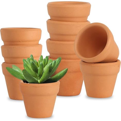 Petits Pots en Terre Cuite, 10 pcs Pots de Fleurs en Terre 3cm avec Trou de Drainage Pot Terre Cuite, Pot de Fleur en Terre Cuite de Succulent Cactus pour l'intérieur Extérieur Jardin Chambre (1/5)