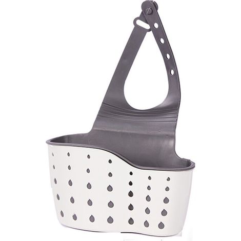 Lntyq 1 Pièce Support D'évier Suspendu Double Couche, Support D'éponge D'évier de Cuisine, Adapté Accessoires D'évier Support Rangement Cuisine - Blanc, Matériaux PP+TPR, 21155cm