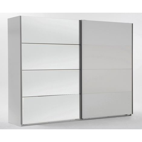 Armoire placard meuble de rangement coloris blanc - Longueur 225 x Hauteur 210 x Profondeur 65 cm -PEGANE-